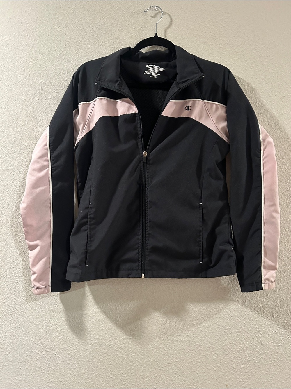 Champion Black and Light Pink Women's Bomber Track Jacket